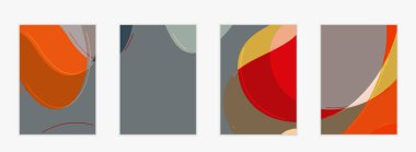 Soyut vektör davetiye şablonu, dalgalı geometrik soyut şekilli sanat terrazzo deseni ve yeryüzündeki doğal organik renkte çizgiler. Düğün davetiyesi için minimum modern tasarım..