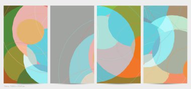 Asgari moda tarzında bir grup vektör soyut yaratıcı arka plan. Sosyal medya için modern şablonlar. Eğlenceli karalama şekli. Soyut geometrik şekilleri ve renkleri olan sanat manzarası.