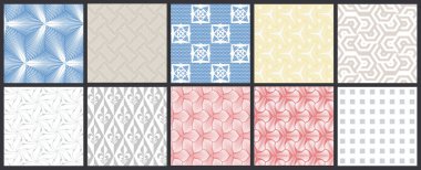 Basit geometrik dokular. Kusursuz geometrik minimalist desenlerin toplanması. Arka planlar ve duvar kağıtları. Tekstil süsü. Düzgünce gruplandırılmış ve katmanlanmış sürükleme ve kumaş paletine bırak.