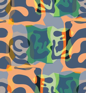 Organik Matisse şekillerinin kusursuz desenleri. Doğal toprak renkleri. Çiçekli sualtı yaşamı. Soyut deniz yosunu kamuflaj arka planı. Moda dalgalı geometri. Rastgele katmanlanmış el çizimi sanat.