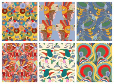 Graffiti duvar stilinde ayarlanmış sanatsal soyut, kusursuz vektör deseni. Kübizm sanat tasarım elementleri. Modern mistik doğal ruhani fikir. El çiziminde gelecekçi geometri.