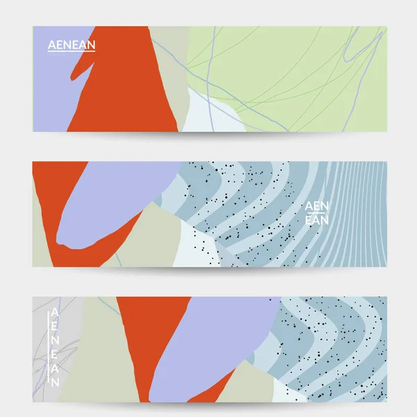 Abstract Vector Banner Design Met Golvende Motley Vormen Natuurlijke Kleuren — Stockvector