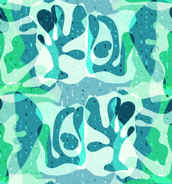 有机马蒂斯形状的矢量无缝图案 天然的泥土色 水底植物的生命 摘要海藻伪装背景 流行的浮动波浪形几何 随机分层手绘艺术 — 图库矢量图片