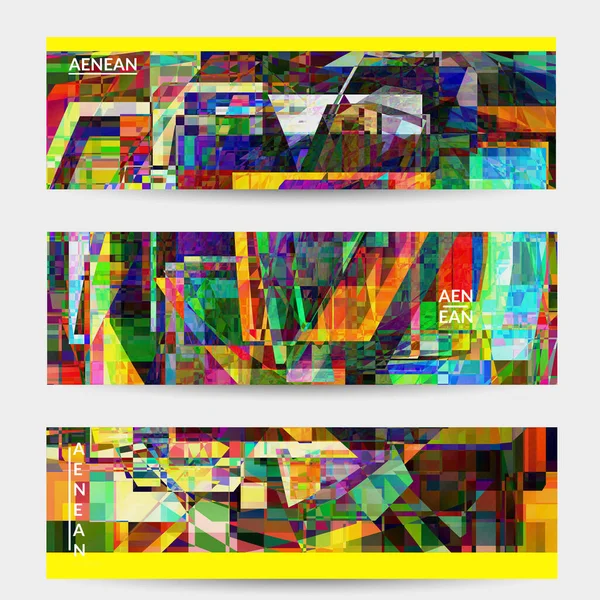 Абстрактний Векторний Шаблон Банерів Невелике Зламане Мистецтво Спотворення Пікселів Матричний — стоковий вектор