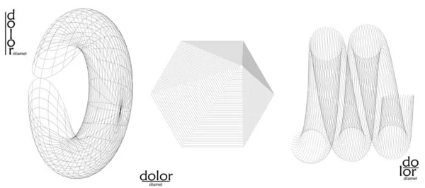 Set Forme Geometriche Astratte Del Telaio Del Filo Vettoriale Design — Vettoriale Stock