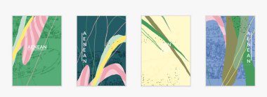 Doğal renklerde dalgalı karışık şekilli soyut vektör kapağı tasarımı. Çizgili ve karalamalı bir el. Modern çağdaş sanat. Satış tanıtımı olayı için poster ya da yazdırma şablonu.