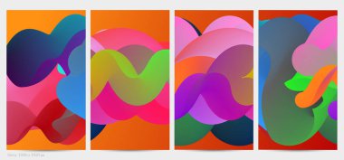 Üç boyutlu sıvı dalgalı şekil. Parlak bulutlu fütüristik arka plan. Soyut müzik dalgalarında canlı gradyan akışı. Dinamik sıvı doku. Moda post tasarımı için yaratıcı vektör şablonu.