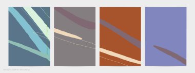 Asgari moda tarzında bir grup vektör soyut yaratıcı arka plan. Sosyal medya için modern şablonlar. Eğlenceli karalama şekli. Soyut geometrik şekilleri ve renkleri olan sanat manzarası.