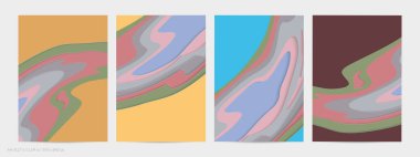 Soyut üç boyutlu kağıt, sanatı keser. Dalgalı kağıt işçiliğiyle renkli bir arka plan. Sanatsal vektör gerçekçi gölgeli şekilleri kesiyor. Parlak oyma dokusu. Topografi yardım taklidi.