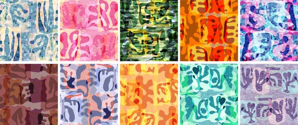 Vector Seamless Pattern Set Organic Matisse Shapes Natural Earthy Color Royalty Free Stock Vectors