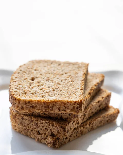 Wheat Bread Slices Close White Background — Stock Photo, Image
