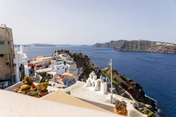 Oia Santorini Grekisk Landskap Resa Hink Lista — Stockfoto