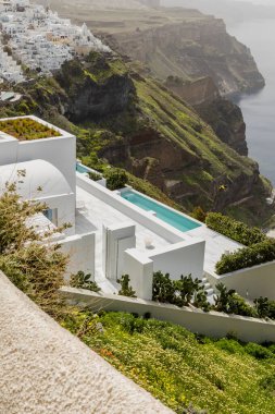 Santorini adasının manzarası