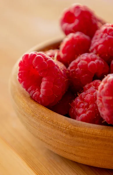 Close Fresh Raspberries Table — Stock Photo, Image