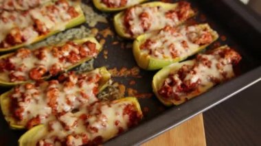 stuffed zucchini close up home made italian style