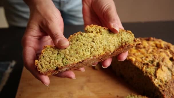 Homemade Soda Bread Zucchini Cheddar Cheese — Stock Video