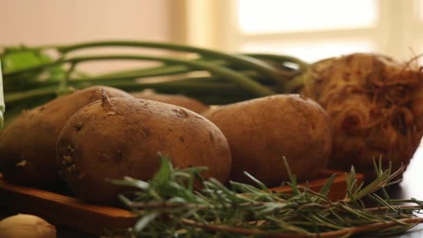 Raw Vegetable Soup Potatoes — 图库视频影像