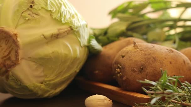 Raw Vegetable Soup Potatoes — 图库视频影像
