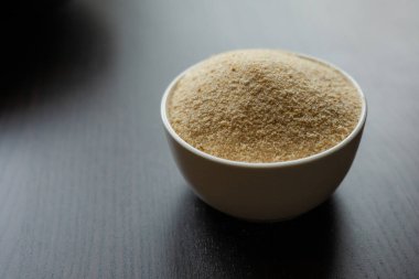  raw breadcrumbs in  small white bowl