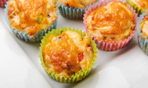 Close Van Kazige Hartige Muffins Met Groente — Stockfoto