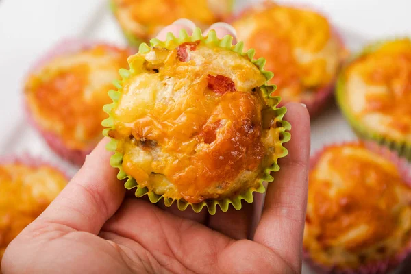 Close Cheesy Savory Muffins Vegetable — Stock Photo, Image
