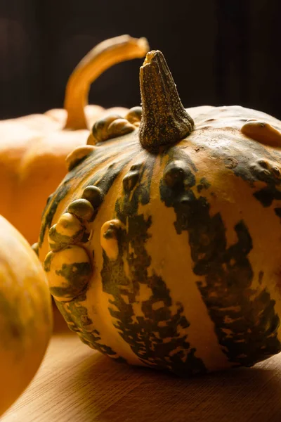 Calabazas Frescas Sobre Fondo Madera —  Fotos de Stock