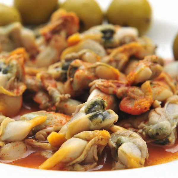 Berberechos, spanish cockles, served as appetizer — Stock Photo, Image