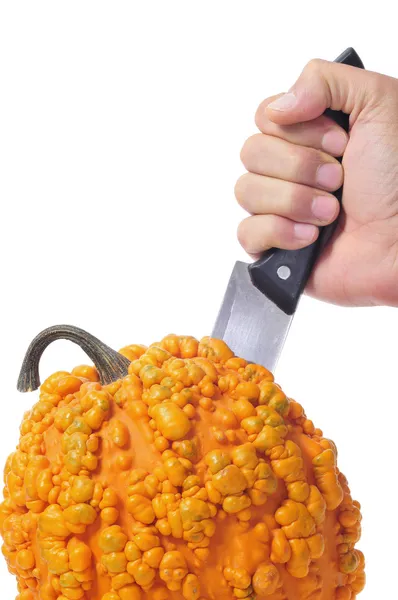 Pumpkin and knife — Zdjęcie stockowe