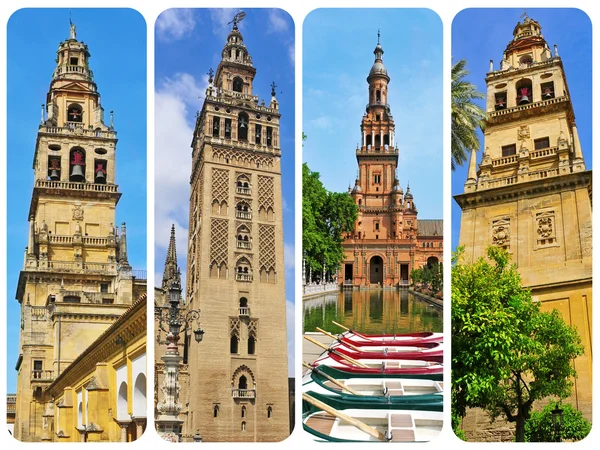 Torres em Andaluzia, Espanha, colagem — Fotografia de Stock