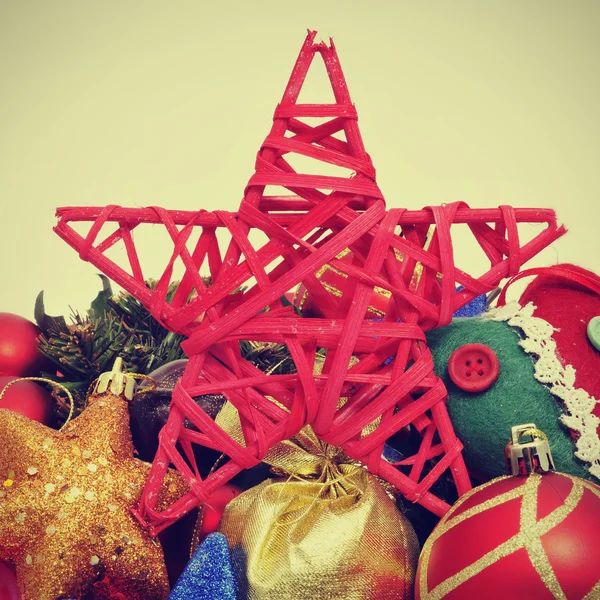복고풍 효과 함께 크리스마스 장식품 — 스톡 사진