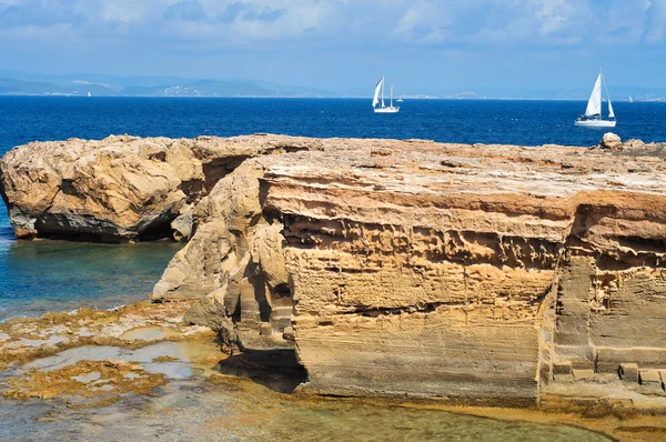 Pantai Punta de Sa Pedrera di Formentera, Kepulauan Balearik, Spanyol — Stok Foto