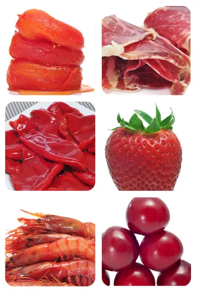 Collage de comida roja — Foto de Stock