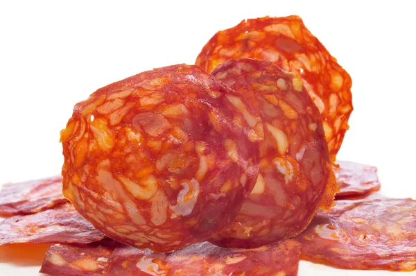 Scheiben spanischer Chorizo — Stockfoto