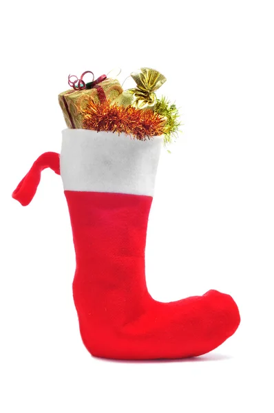 Jultomten socka full av gåvor — Stockfoto