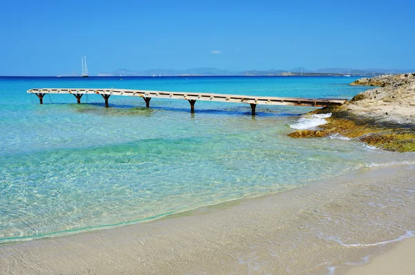 Praia de Ses Illetes em Formentera, Ilhas Baleares, Espanha — Fotografia de Stock