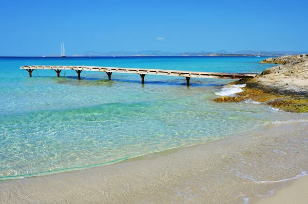 Ses illetes Strand in Formentera, Balearen, Spanien — Stockfoto