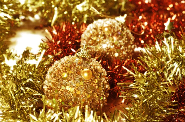 Christmas balls and tinsel — Stock Photo, Image