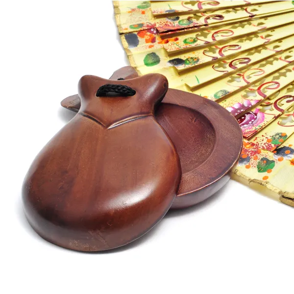 Spanish castanets and hand fan — Stock Photo, Image