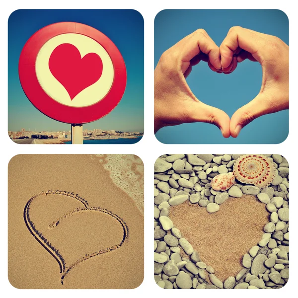 Heart-shaped things collage — Stock Photo, Image