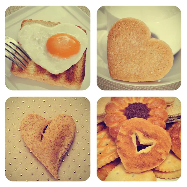 Heart-shaped food collage — Stock Photo, Image