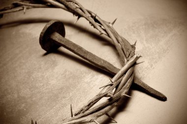 Jesus Christ crown of thorns and nail clipart