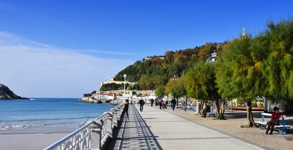 Plaża La Concha w San Sebastian, Hiszpania — Zdjęcie stockowe