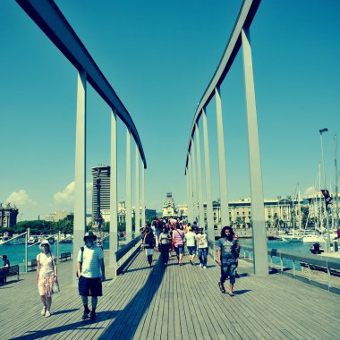 Rambla de mar ve port vell Barcelona, İspanya