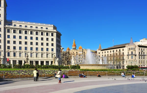 Plaça catalunya w Barcelonie, Hiszpania — Zdjęcie stockowe