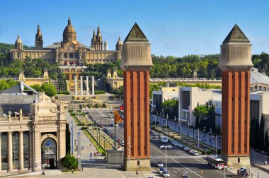 Fira ve palau nacional montjuic Hill, Barselona, İspanya