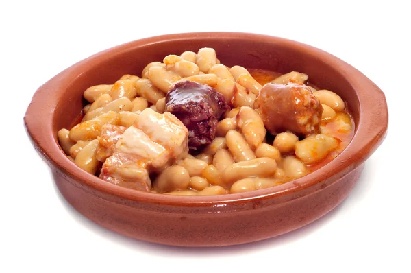 Fabada asturiana, typické španělské fazolový guláš — Stock fotografie