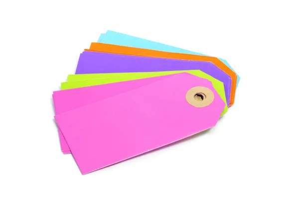 Etiquetas de papel em branco de cores diferentes — Fotografia de Stock