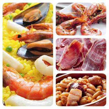 İspanyolca tapas ve yemekleri kolaj
