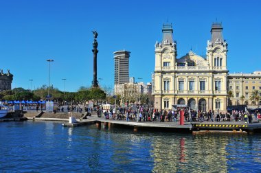 Port vell ve columbus anıt Barcelona, İspanya