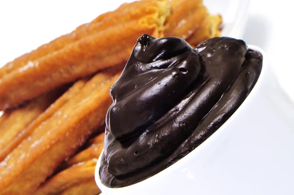 Σοκολάτα con churros τυπικό της Ισπανίας — Φωτογραφία Αρχείου